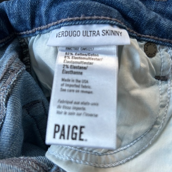 Paige Verdugo Distress Ultra Skinny Jeans Size 26 - Picture 6 of 8